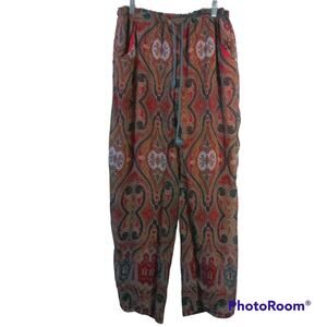 Tobi Red Paisley Casual Pull On Pants Boho Beach Festival Size M